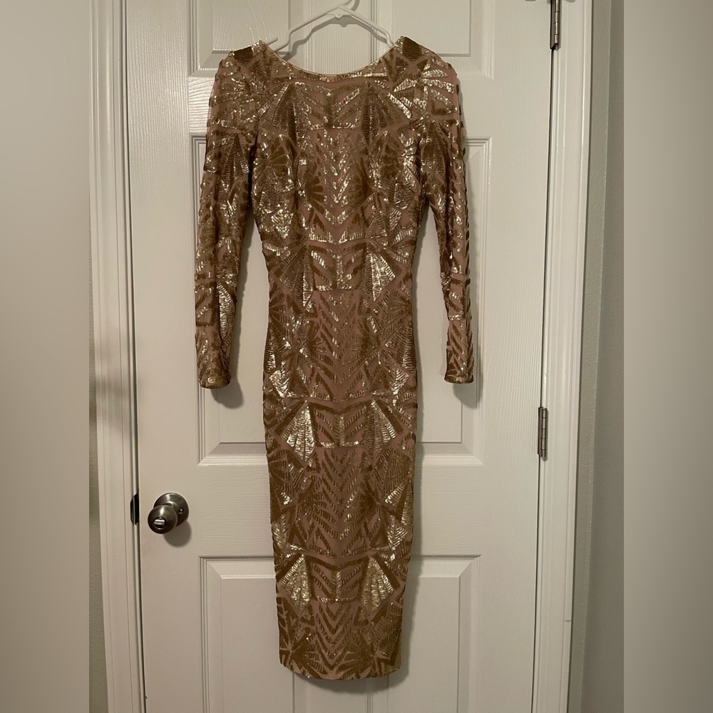 Dress the Population Gold Sequin Dress